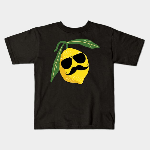 Cool Lemon with mustache Kids T-Shirt by Mind Your Tee